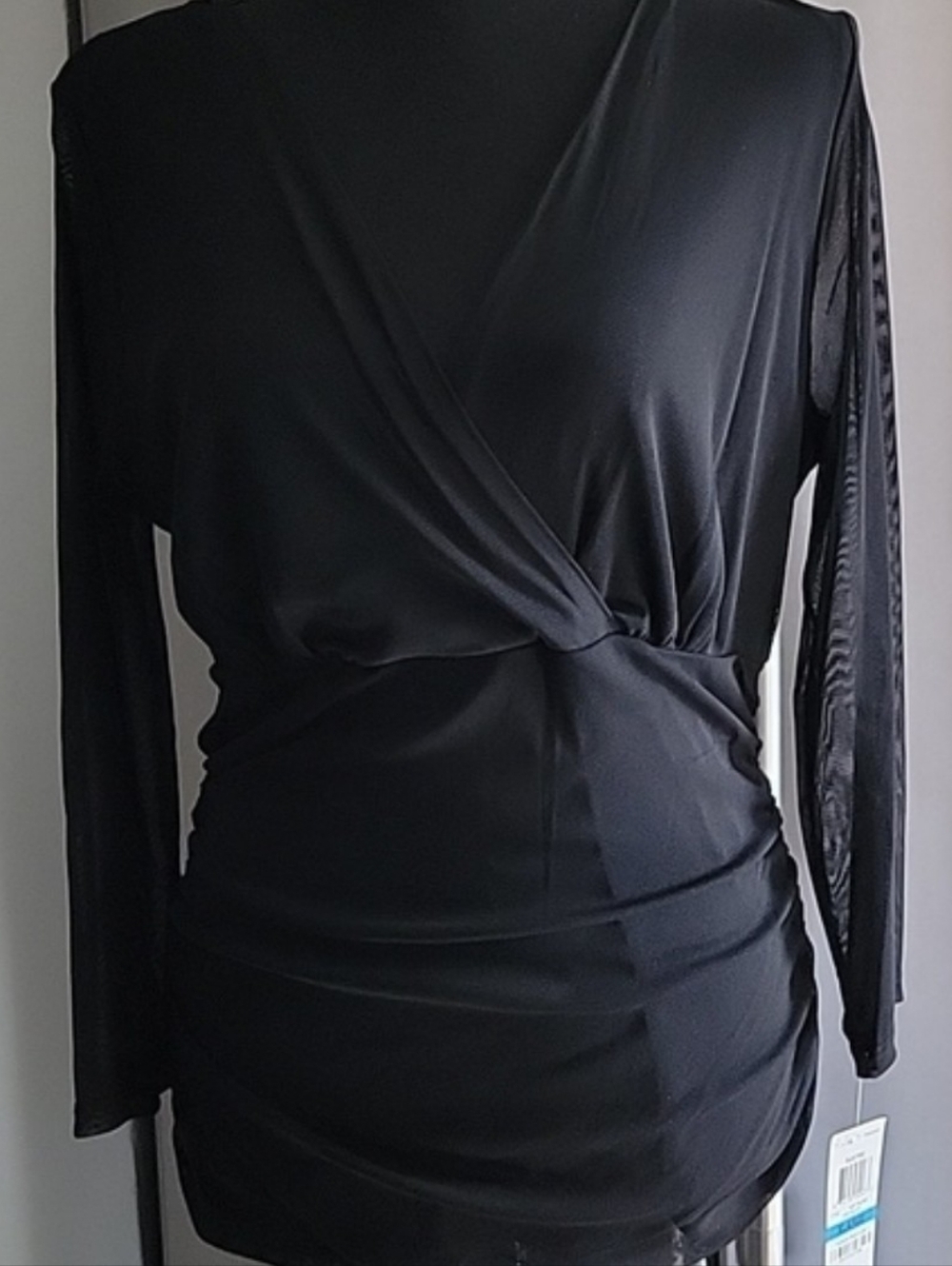 INC International Concepts Charcoal Wrap Blouse